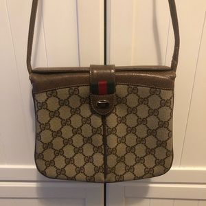 Authentic Gucci Brown Monogram Shoulder Bag